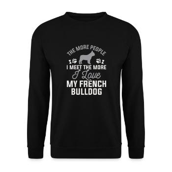 Ich liebe meine französische Bulldogge - Unisex Pullover - Schwarz - Vorne - Alina (178cm) & Michal (187cm)