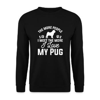 Ich liebe meinen Mops - Unisex Pullover - Schwarz - Vorne - Alina (178cm) & Michal (187cm)