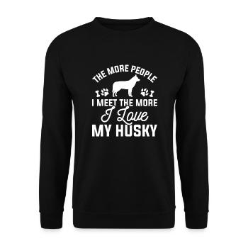 Ich liebe meinen Husky - Unisex Pullover - Schwarz - Vorne - Alina (178cm) & Michal (187cm)