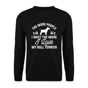 Ich liebe meinen Bullterrier - Unisex Pullover - Schwarz - Vorne - Alina (178cm) & Michal (187cm)