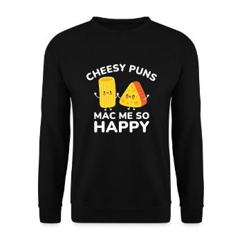 Cheesy Puns Mac Me Si Heureux - Sweat-shirt Unisexe - noir - Devant - Alina (178cm) & Michal (187cm)