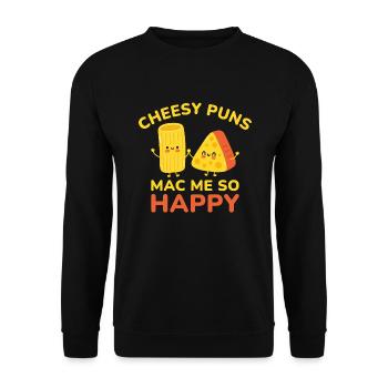 Cheesy Puns Mac Me Si Heureux - Sweat-shirt Unisexe - noir - Devant - Alina (178cm) & Michal (187cm)