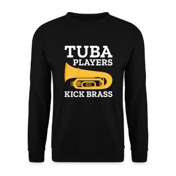 Tuba Players Kick Brass - Unisex Sweatshirt - black - Front - Alina (178cm) & Michal (187cm)