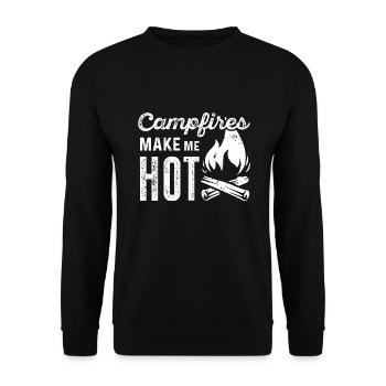 Lagerfeuer machen mich heiß - Unisex Pullover - Schwarz - Vorne - Alina (178cm) & Michal (187cm)