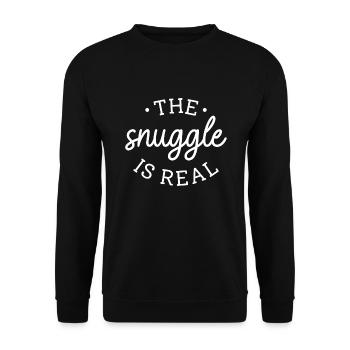 Das Kuscheln ist echt - Unisex Pullover - Schwarz - Vorne - Alina (178cm) & Michal (187cm)