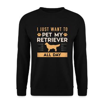 Ich möchte nur meinen Retriever den ganzen Tag streicheln - Unisex Pullover - Schwarz - Vorne - Alina (178cm) & Michal (187cm)