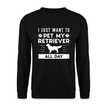 Ich möchte nur meinen Retriever den ganzen Tag streicheln - Unisex Pullover - Schwarz - Vorne - Alina (178cm) & Michal (187cm)