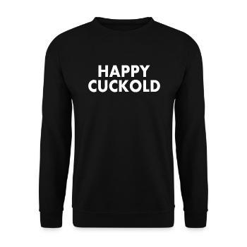 Happy cuckold - Unisex Pullover - Schwarz - Vorne - Alina (178cm) & Michal (187cm)
