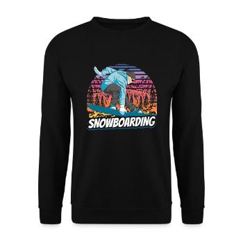 Snowboarding Retro - Unisex Pullover - Schwarz - Vorne - Alina (178cm) & Michal (187cm)