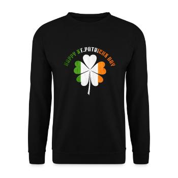 Happy St. Patricks Day - Shamrock - Flag Colors - Unisex Pullover - Schwarz - Vorne - Alina (178cm) & Michal (187cm)