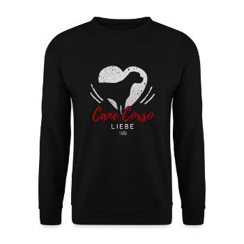 Cane Corso Liebe mit Herz - Unisex Pullover - Schwarz - Vorne - Alina (178cm) & Michal (187cm)