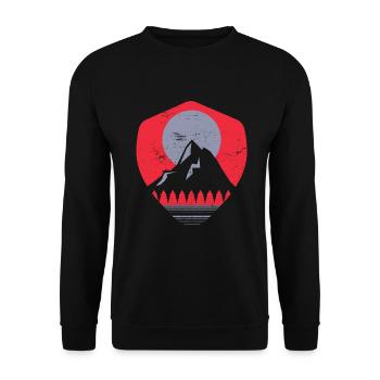 Panorama in den Bergen | Natur Wandern Aussicht - Unisex Pullover - Schwarz - Vorne - Alina (178cm) & Michal (187cm)