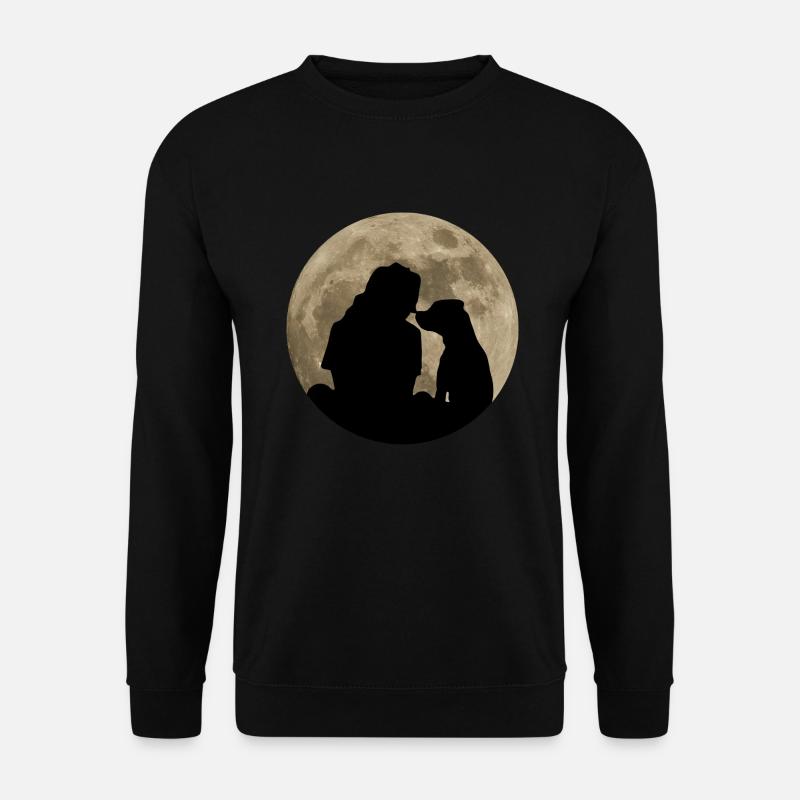 Hund Hundeliebhaber Mond Silhouette Tierfreund - Unisex Pullover - Schwarz