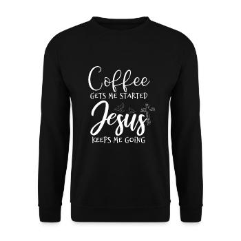 Coffee and Jesus - Unisex Sweatshirt - black - Front - Alina (178cm) & Michal (187cm)