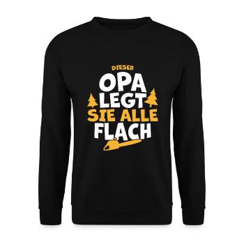 Opa Holz Holzmachen Waldarbeiter Geschenk lustig - Unisex Pullover - Schwarz - Vorne - Alina (178cm) & Michal (187cm)