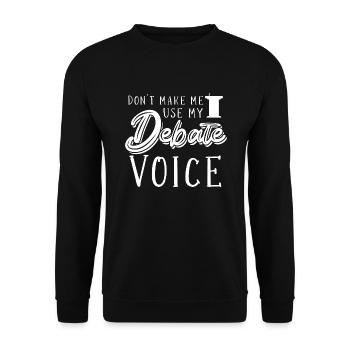Debattieren Debatte Argumentieren - Unisex Pullover - Schwarz - Vorne - Alina (178cm) & Michal (187cm)