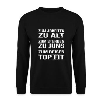 Zum reisen topfit. Camper - Camplife - Unisex Pullover - Schwarz - Vorne - Alina (178cm) & Michal (187cm)