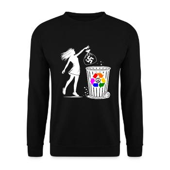 FCK NZS - Against the Right - keep your environment clean - Unisex Sweatshirt - black - Front - Alina (178cm) & Michal (187cm)