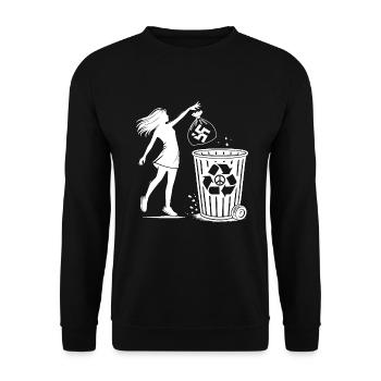 gegen nazis - Gegen Rechts - fck nzs - Unisex Sweatshirt - black - Front - Alina (178cm) & Michal (187cm)