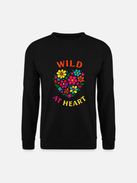 Wild im Herzen – Pixelblumen mit Charakter - Unisex Pullover - Schwarz