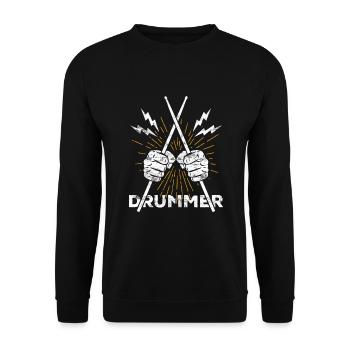 Batteur Batterie Baguettes Rock'n'Roll - Sweat-shirt Unisexe - noir - Devant - Alina (178cm) & Michal (187cm)