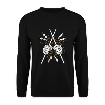 Drummer Schlagzeuger Sticks - Unisex Pullover - Schwarz - Vorne - Alina (178cm) & Michal (187cm)