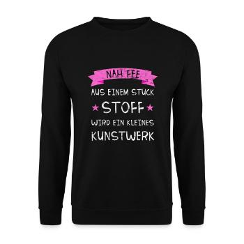 Nähen Näh Fee T-Shirt I Geschenk für Näherinnen - Unisex Pullover - Schwarz - Vorne - Alina (178cm) & Michal (187cm)