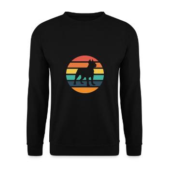Retro Pitbull Design - Unisex Pullover - Schwarz - Vorne - Alina (178cm) & Michal (187cm)