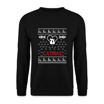 CATMAS - Cooles Katzenliebhaber Design. - Unisex Pullover - Schwarz - Vorne - Alina (178cm) & Michal (187cm)