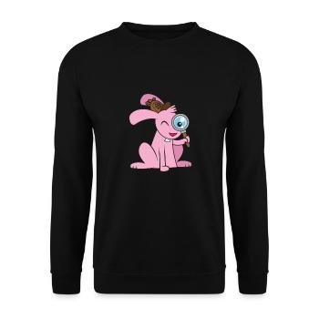 Osterhase auf Eiersuche - Unisex Pullover - Schwarz - Vorne - Alina (178cm) & Michal (187cm)