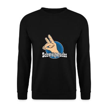 Schweigefuchs Sprüche für Lehrer und Lehrerinnen - Unisex Pullover - Schwarz - Vorne - Alina (178cm) & Michal (187cm)