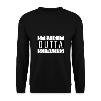 Straight Outta Schwabing - Lustig bayerisch - Unisex Pullover - Schwarz - Vorne - Alina (178cm) & Michal (187cm)