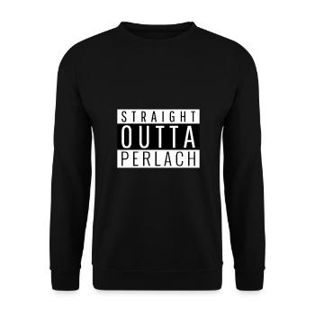 Straight Outta Perlach - Funny Bavarian - Unisex Sweatshirt - black - Front - Alina (178cm) & Michal (187cm)
