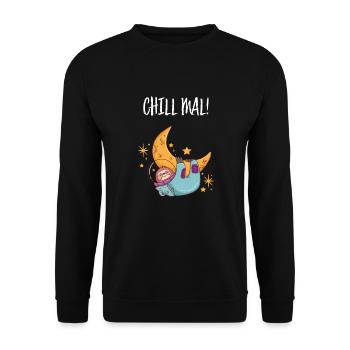 Chill Mal - Lustiges Faultier Shirt Für Chiller - Unisex Pullover - Schwarz - Vorne - Alina (178cm) & Michal (187cm)