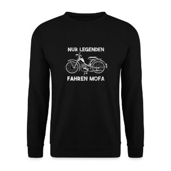 Mofa Moped Roller Zweirad Mokick Spruch Biker - Unisex Pullover - Schwarz - Vorne - Alina (178cm) & Michal (187cm)