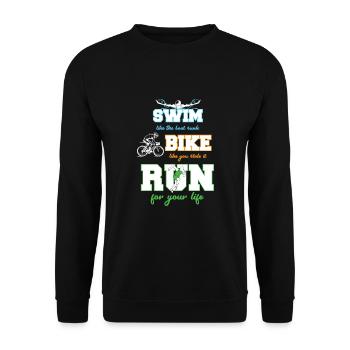 Vélo de natation | Swim Bike Run pour le triathlon - Sweat-shirt Unisexe - noir - Devant - Alina (178cm) & Michal (187cm)