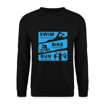 Vélo de natation | Swim Bike Run pour le triathlon - Sweat-shirt Unisexe - noir - Devant - Alina (178cm) & Michal (187cm)