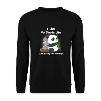 Koala Panda Essen Schlafen Relax Chillen Geschenk - Unisex Pullover - Schwarz - Vorne - Alina (178cm) & Michal (187cm)
