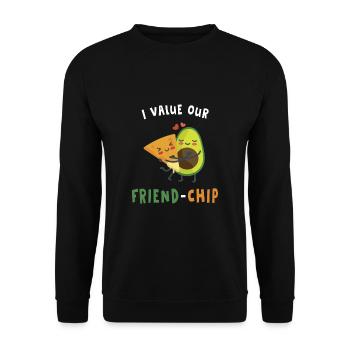 I Value Our Friend Chip Cute Funny Puns - Unisex Sweatshirt - black - Front - Alina (178cm) & Michal (187cm)