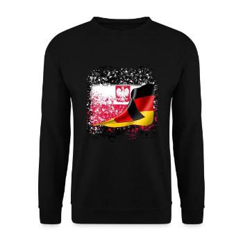 german Polish Friendship Friends Flag - Unisex Sweatshirt - black - Front - Alina (178cm) & Michal (187cm)