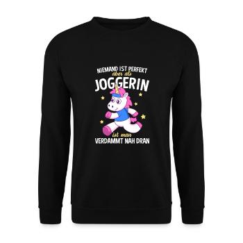 Ausdauer Training Sportler Laufen Joggen - Unisex Pullover - Schwarz - Vorne - Alina (178cm) & Michal (187cm)