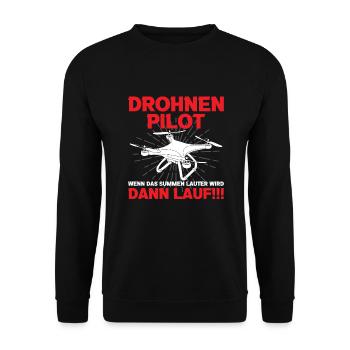 Drohnenpilot Hobbypilot Quadrocopter Drohne - Unisex Pullover - Schwarz - Vorne - Alina (178cm) & Michal (187cm)