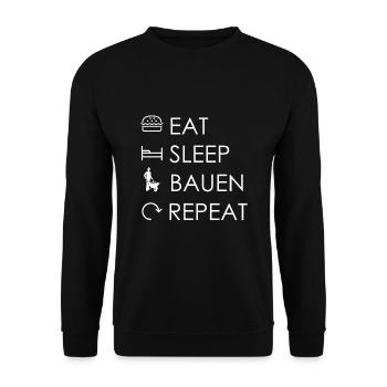 Manger dormir Construire Répéter - Sweat-shirt Unisexe - noir - Devant - Alina (178cm) & Michal (187cm)