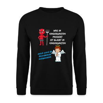 Schulanfang Einschulung 1 Klasse Grundschule - Unisex Pullover - Schwarz - Vorne - Alina (178cm) & Michal (187cm)