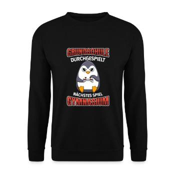 Grundschulabschluss Gymnasium Einschulung 5 Klasse - Unisex Pullover - Schwarz - Vorne - Alina (178cm) & Michal (187cm)
