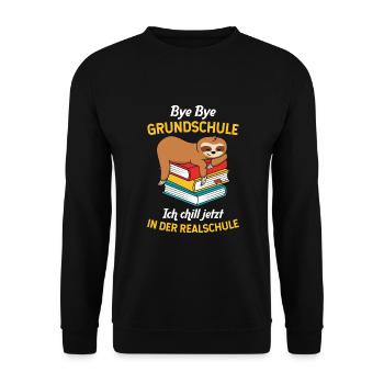 Grundschulabschluss Realschule Einschulung 5Klasse - Unisex Pullover - Schwarz - Vorne - Alina (178cm) & Michal (187cm)