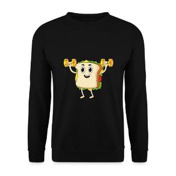 Fitnessstudio Muskeltraining Fitness Sandwich - Unisex Pullover - Schwarz - Vorne - Alina (178cm) & Michal (187cm)