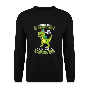 Schulanfang Einschulung 1 Klasse Grundschule - Unisex Pullover - Schwarz - Vorne - Alina (178cm) & Michal (187cm)