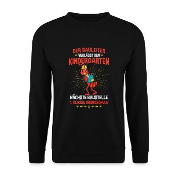 Schulanfang Einschulung 1 Klasse Grundschule - Unisex Pullover - Schwarz - Vorne - Alina (178cm) & Michal (187cm)