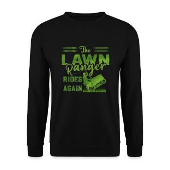 We Ride At Dawn Dad Lawn Mower Make Laugh Day Yard - Unisex Pullover - Schwarz - Vorne - Alina (178cm) & Michal (187cm)